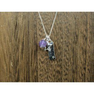 18 Inch Sterling Silver Dream Star Amethyst Charms Necklace